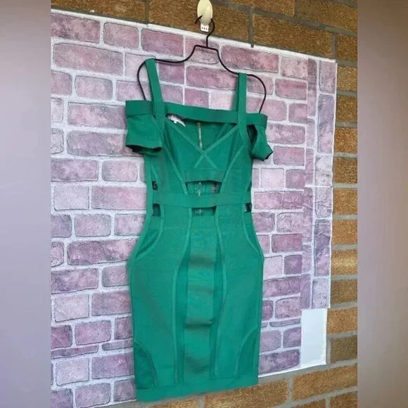 House of CB Caltina Bandage Mesh Bardot Cut out Mini Dress Size Small - Picture 3 of 13